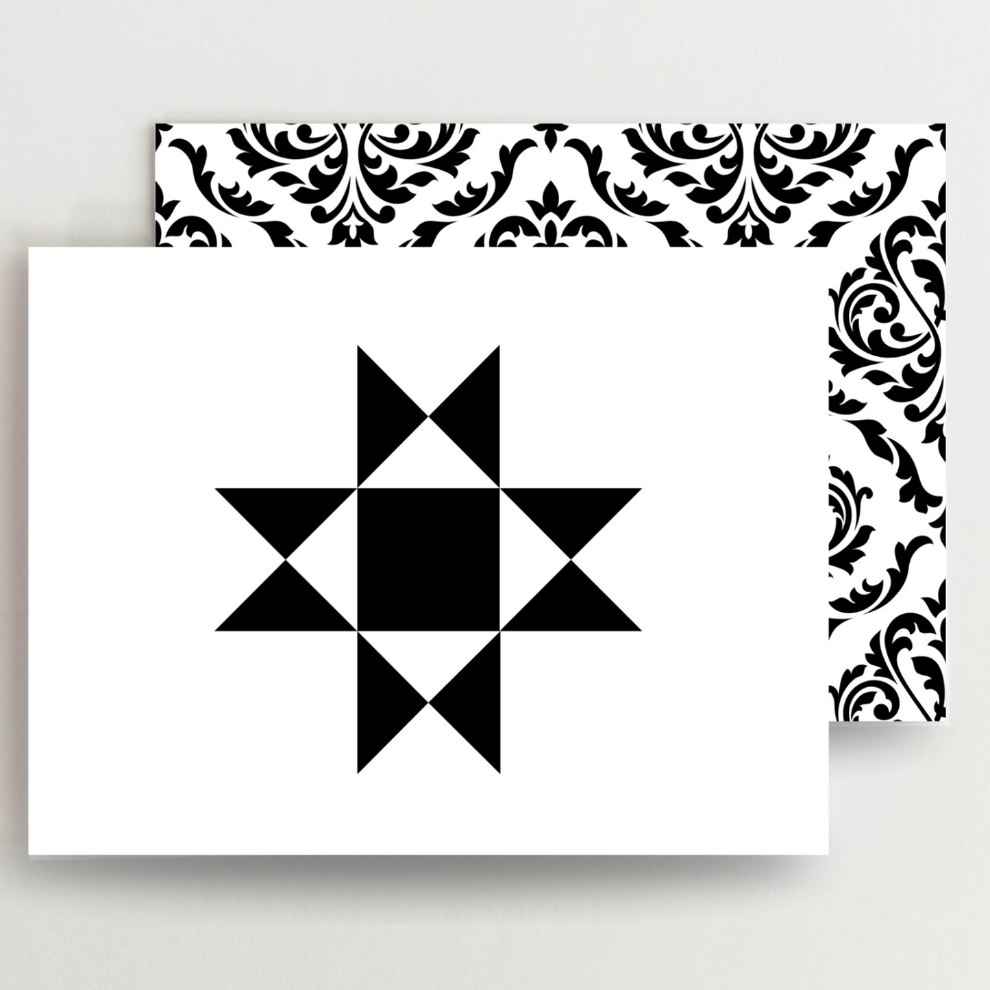 Classic Black and White Ohio Star Blank Note Cards Set