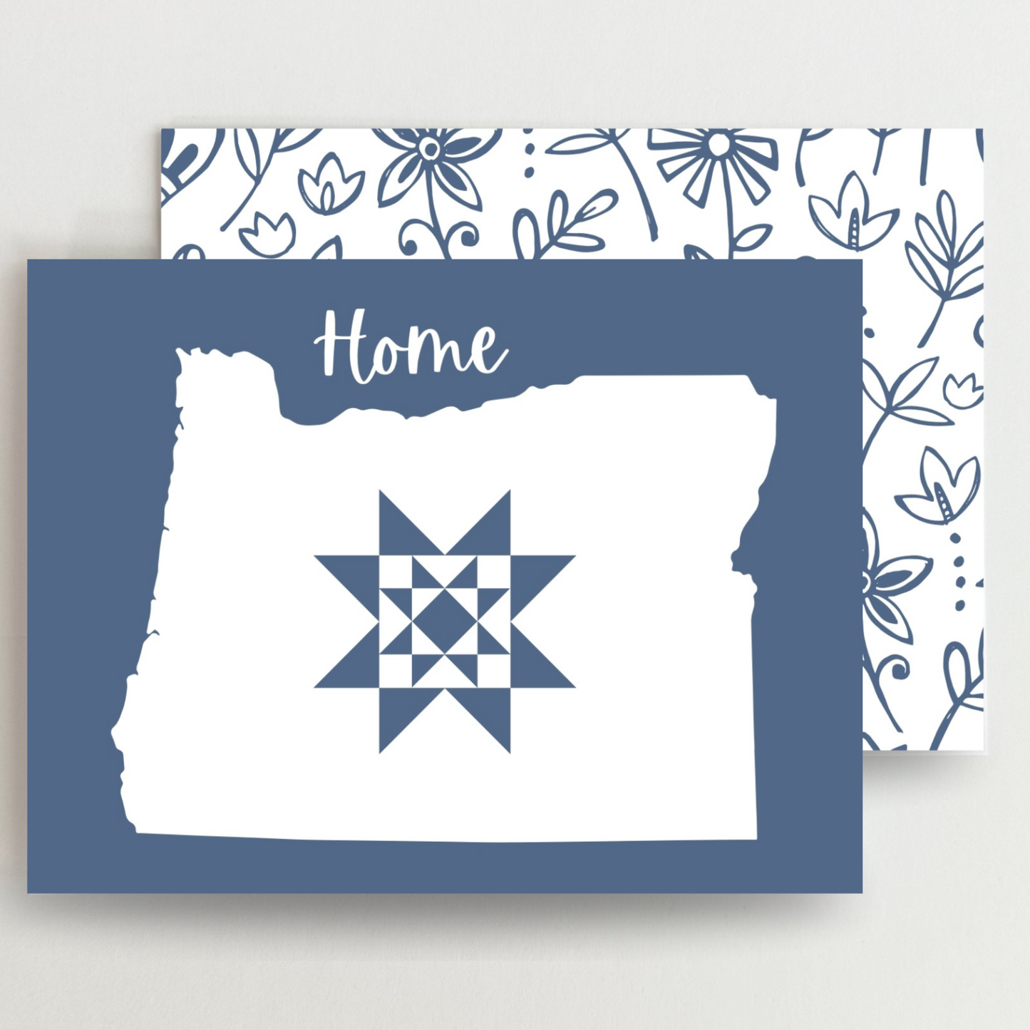 Oregon Home Quilt Star Gift Set of 6 Blank Cards - Choose Your Color