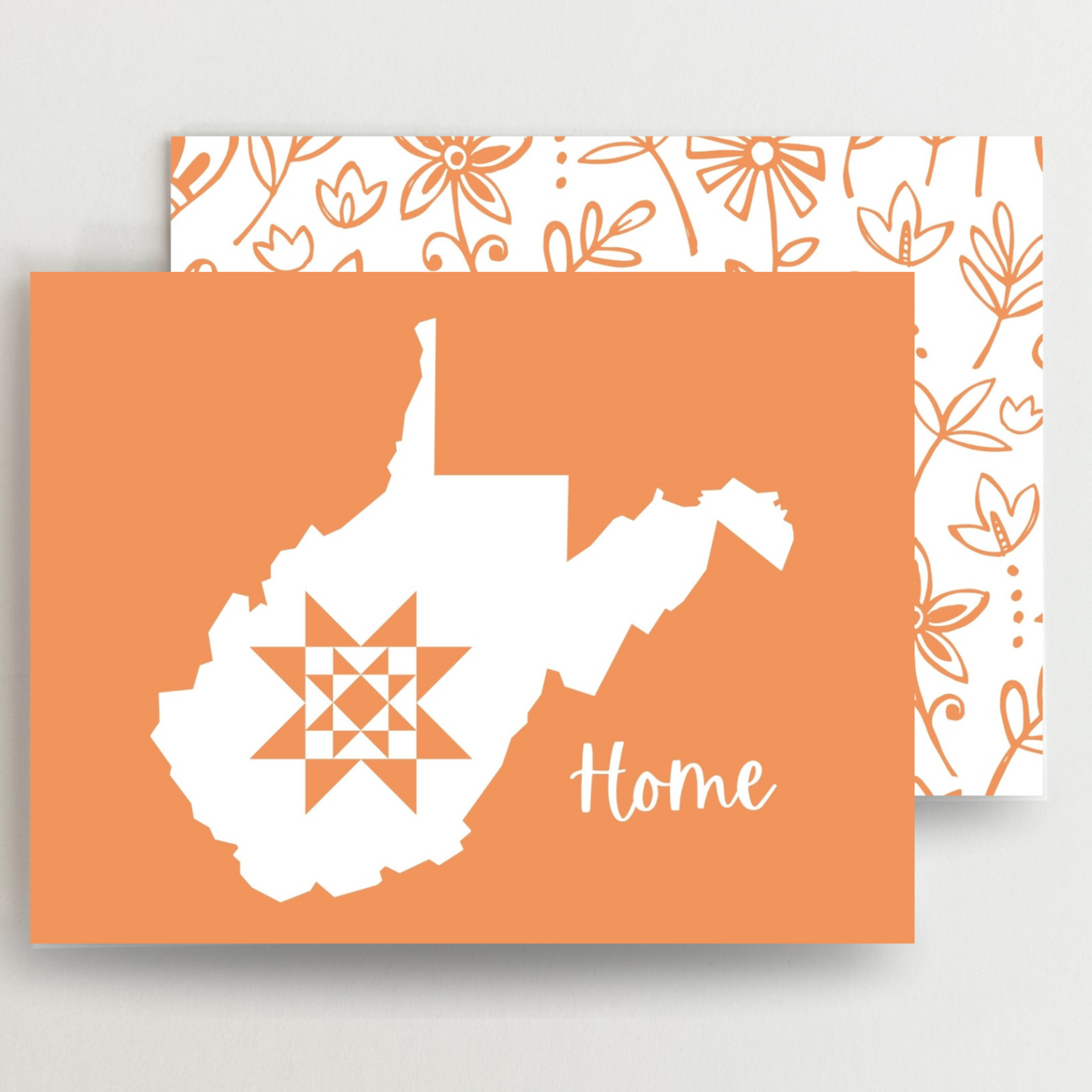 West Virginia Home Quilt Star Gift Set of 6 Blank Cards - Choose Your Color