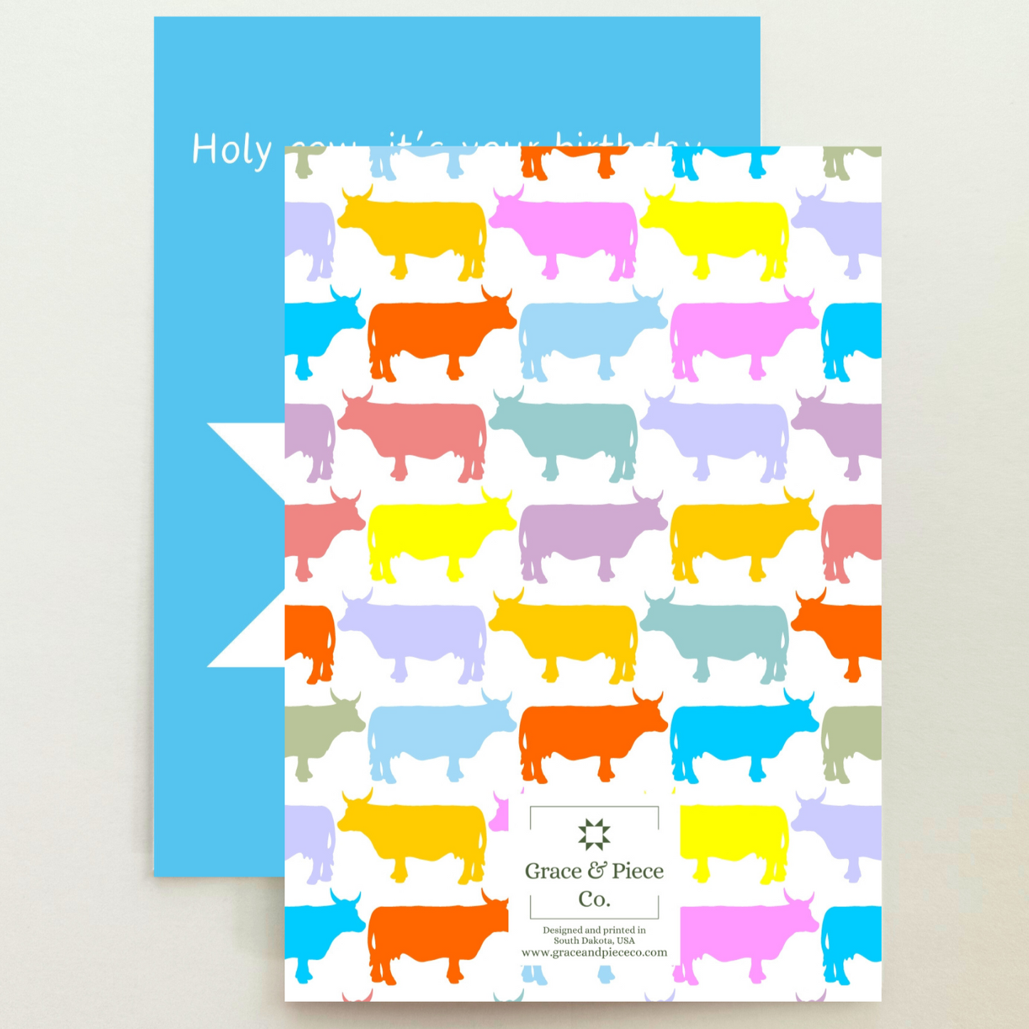 Quilt Star Cow Birthday Card