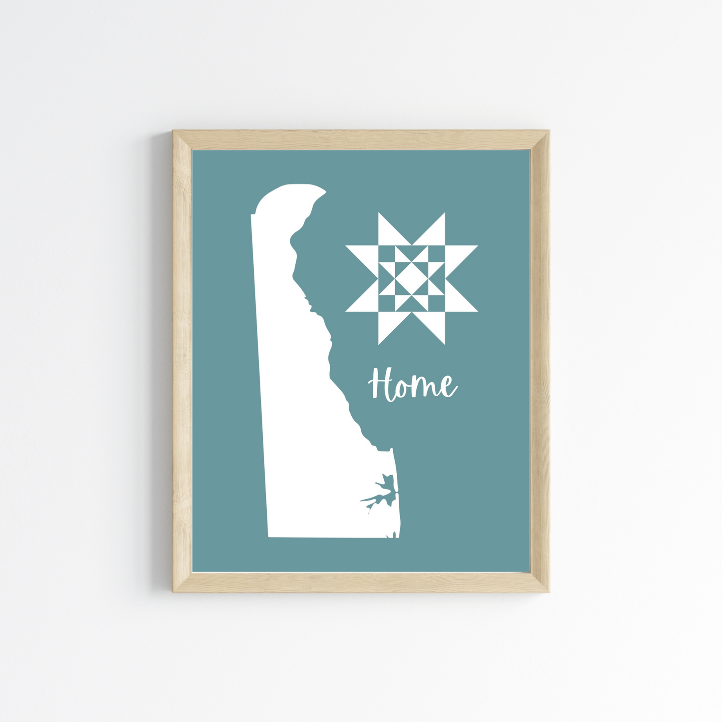 Delaware Home Quilt Star 8x10 Wall Art Print - Choose Your Color