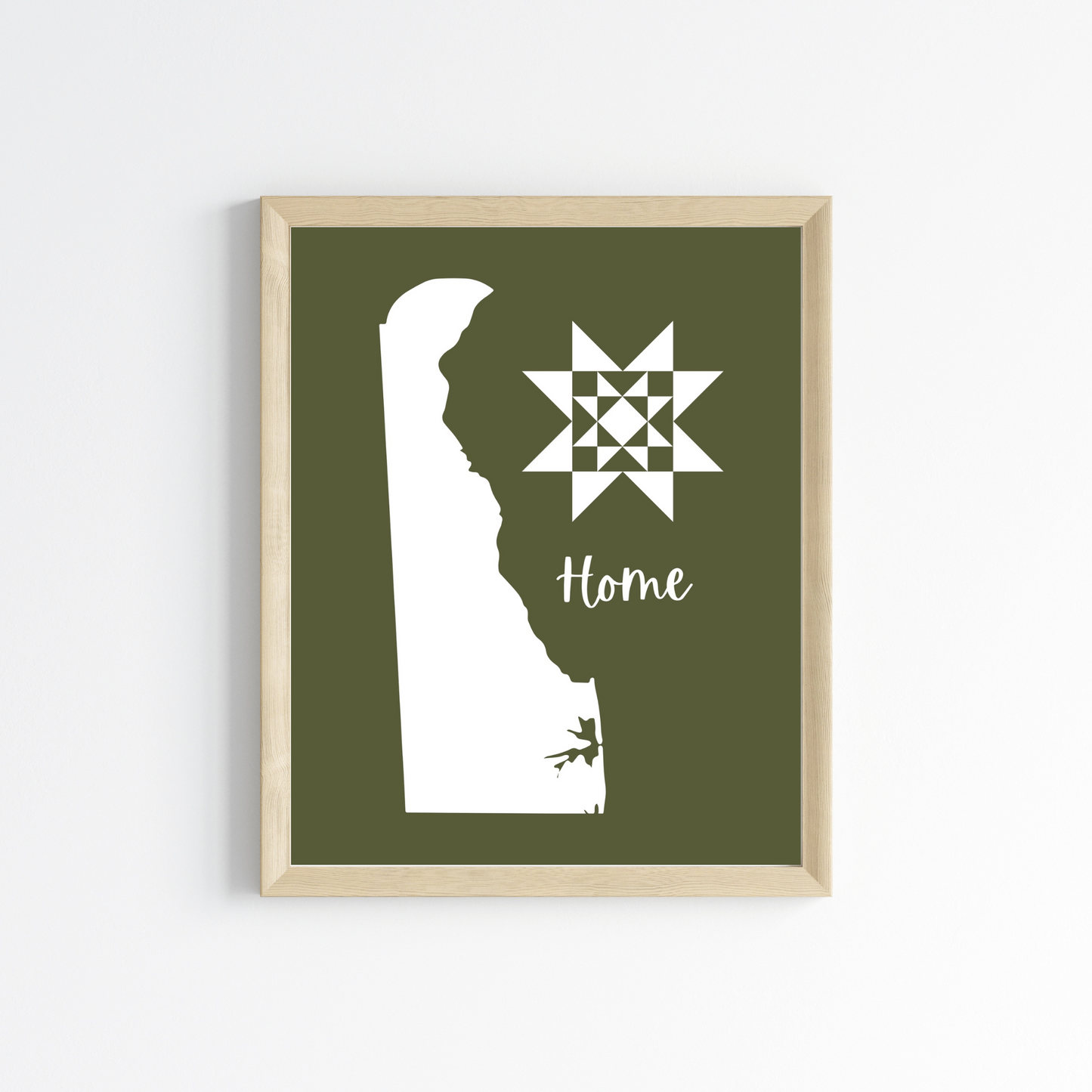 Delaware Home Quilt Star 8x10 Wall Art Print - Choose Your Color