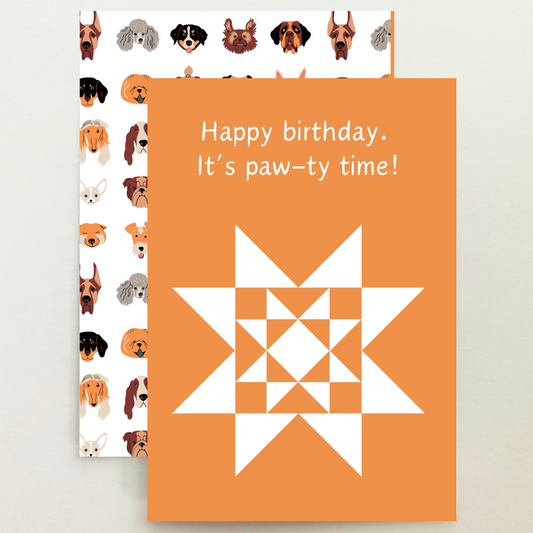 Quilt Star Dogs Birthday Card