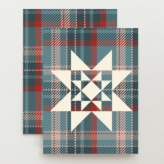 Flannel Green Christmas Quilt Star Card