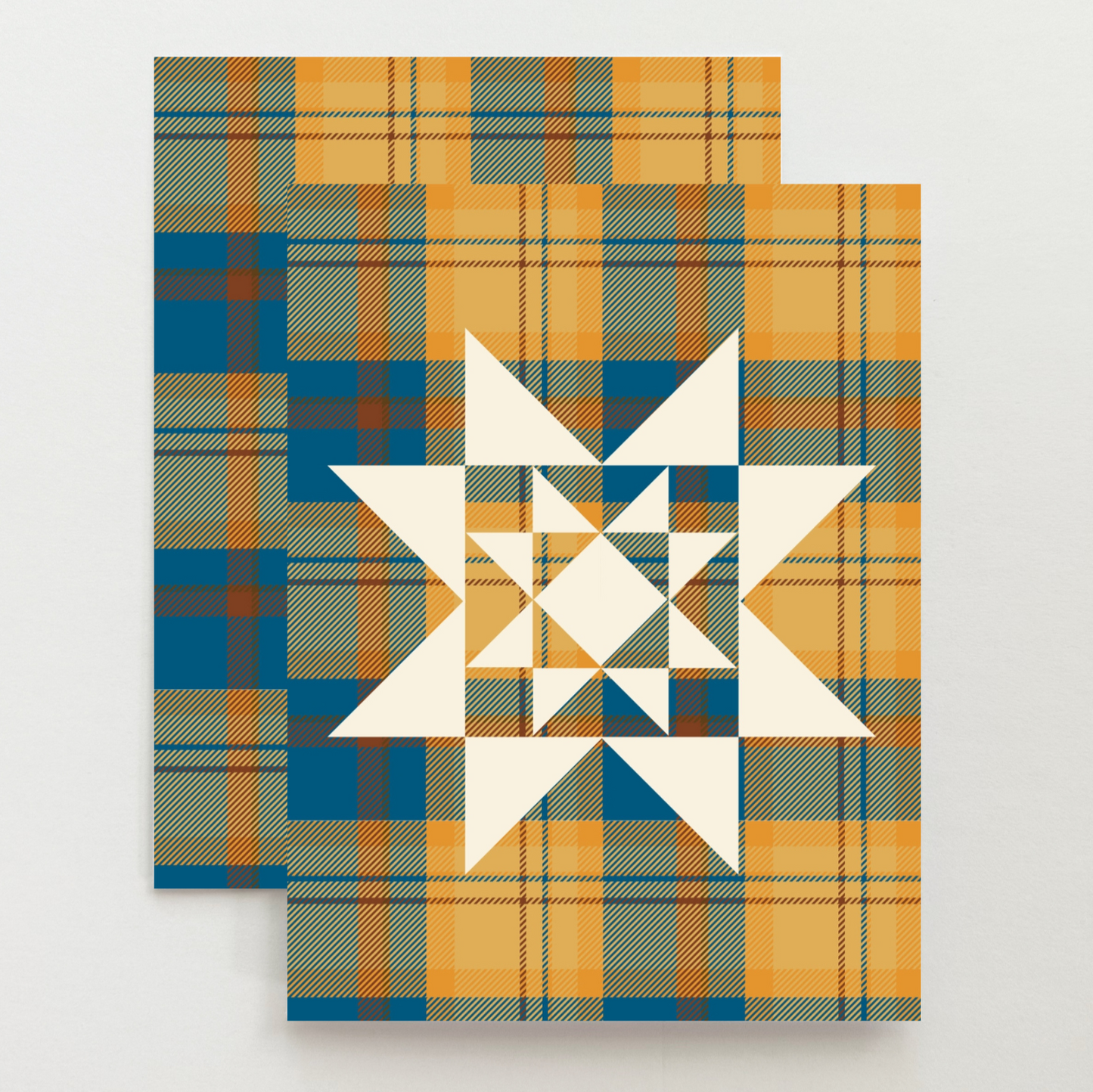 Flannel Mustard Yellow Quilt Star Card