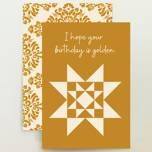 Quilt Star Golden Birthday Card