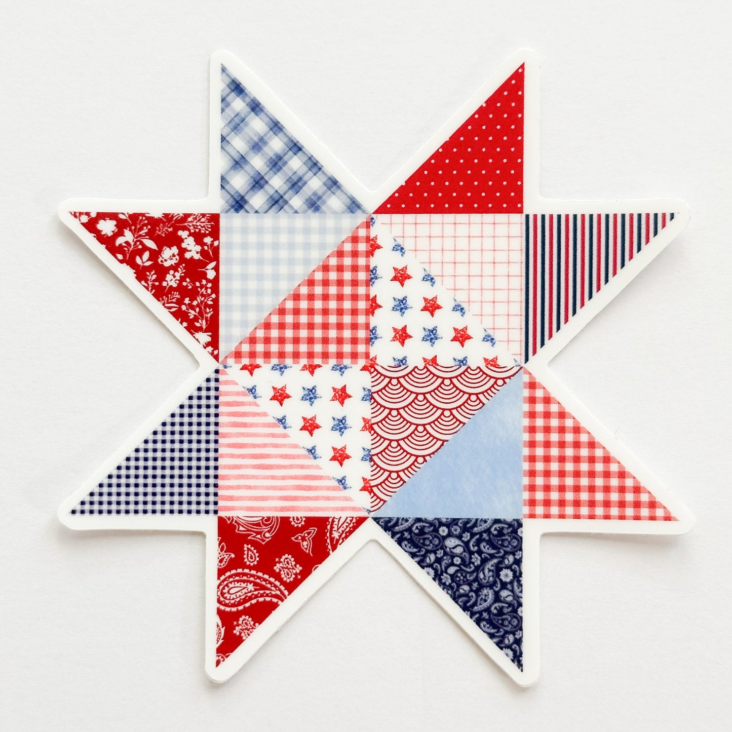 Patriotic Patchwork Quilt Star Sticker