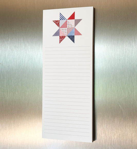 Lined Quilt Star Notepad with Magnets