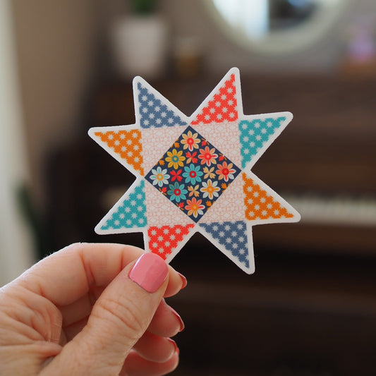 Groovy Quilt Star Sticker