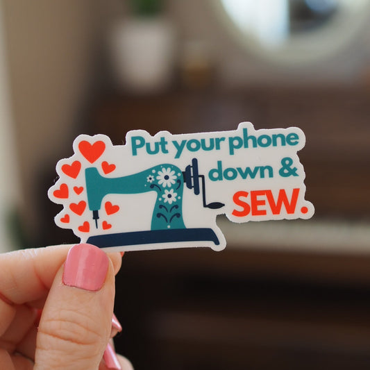 Put Down Your Phone and Sew Funny Quilter Sticker