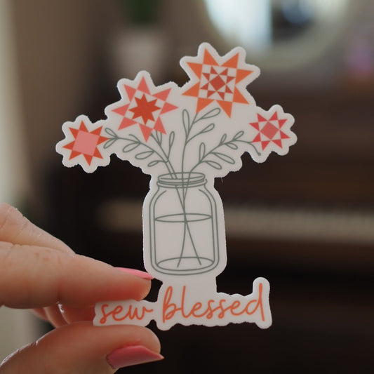 Sew Blessed Quilt Block Flowers Sticker