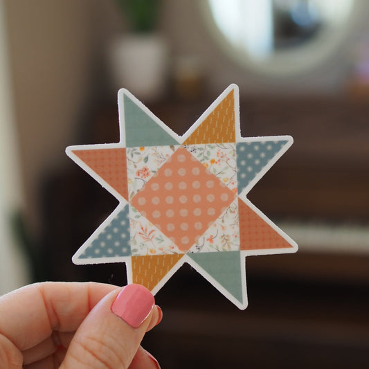 Floral Friendship Quilt Star Sticker