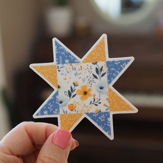 Prairie Flowers Quilt Star Sticker