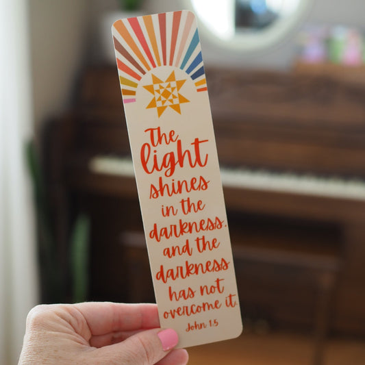 Light in the Darkness Bible Verse Bright Quilt Laminated Bookmark