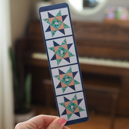 Daisy Stars Quilt Laminated Bookmark