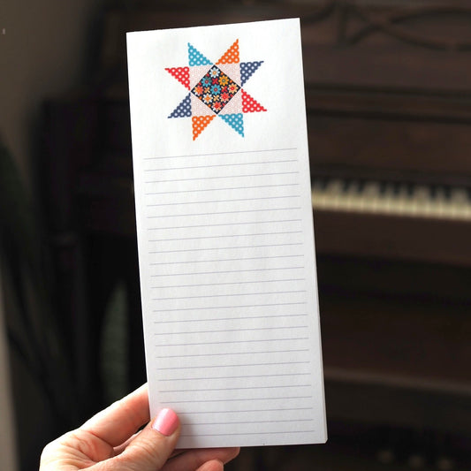 Groovy Quilt Star Long Notepad