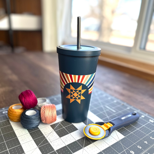 Quilt Star Light Insulated Tumbler with Straw