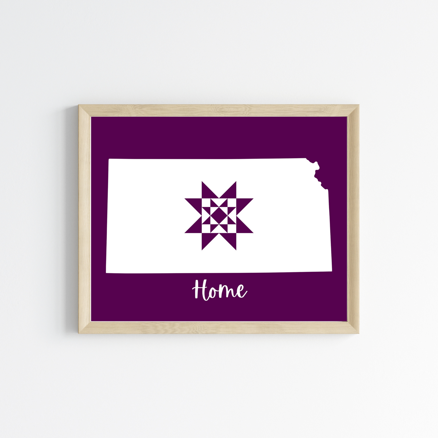 Kansas Home Quilt Star 8x10 Wall Art Print - Choose Your Color