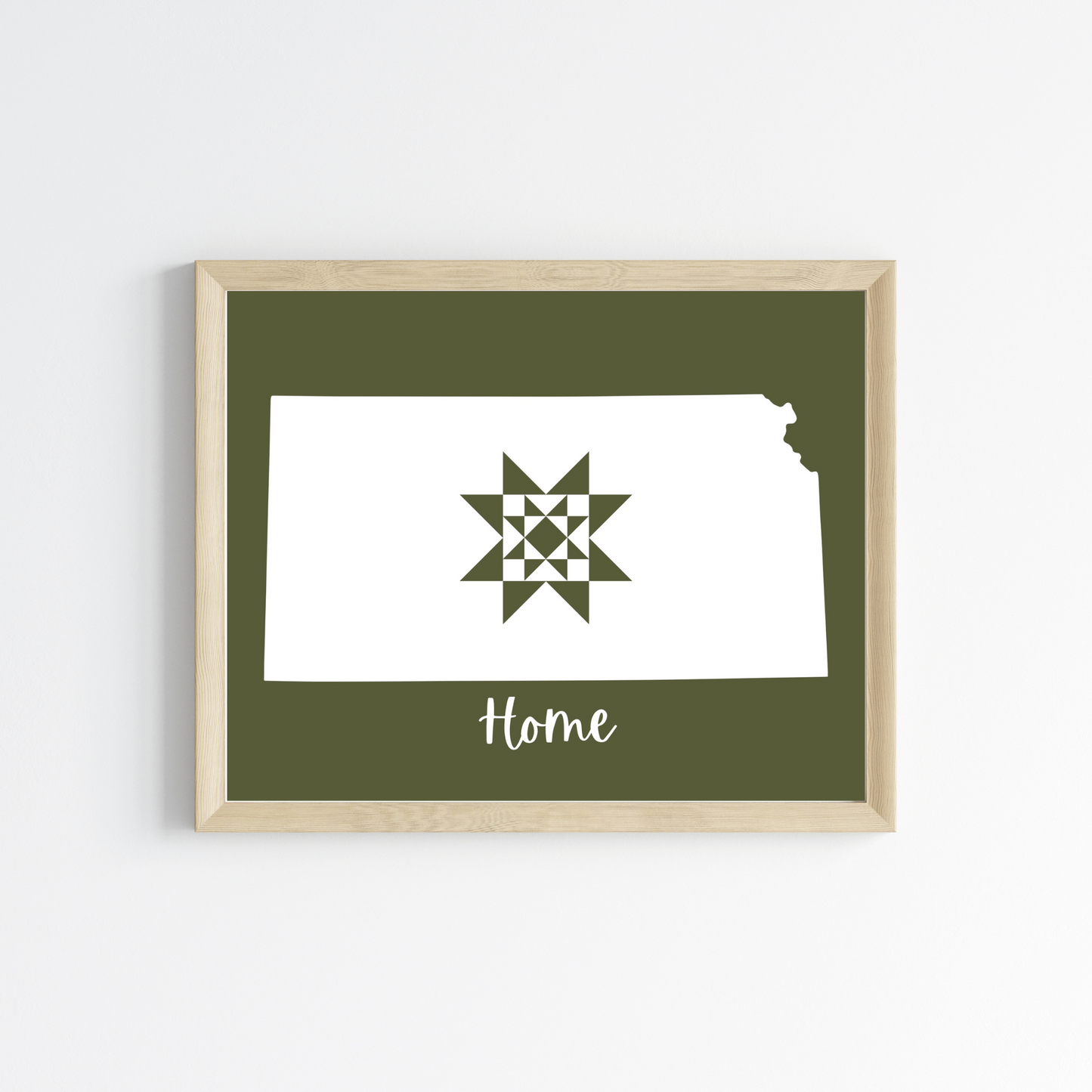 Kansas Home Quilt Star 8x10 Wall Art Print - Choose Your Color