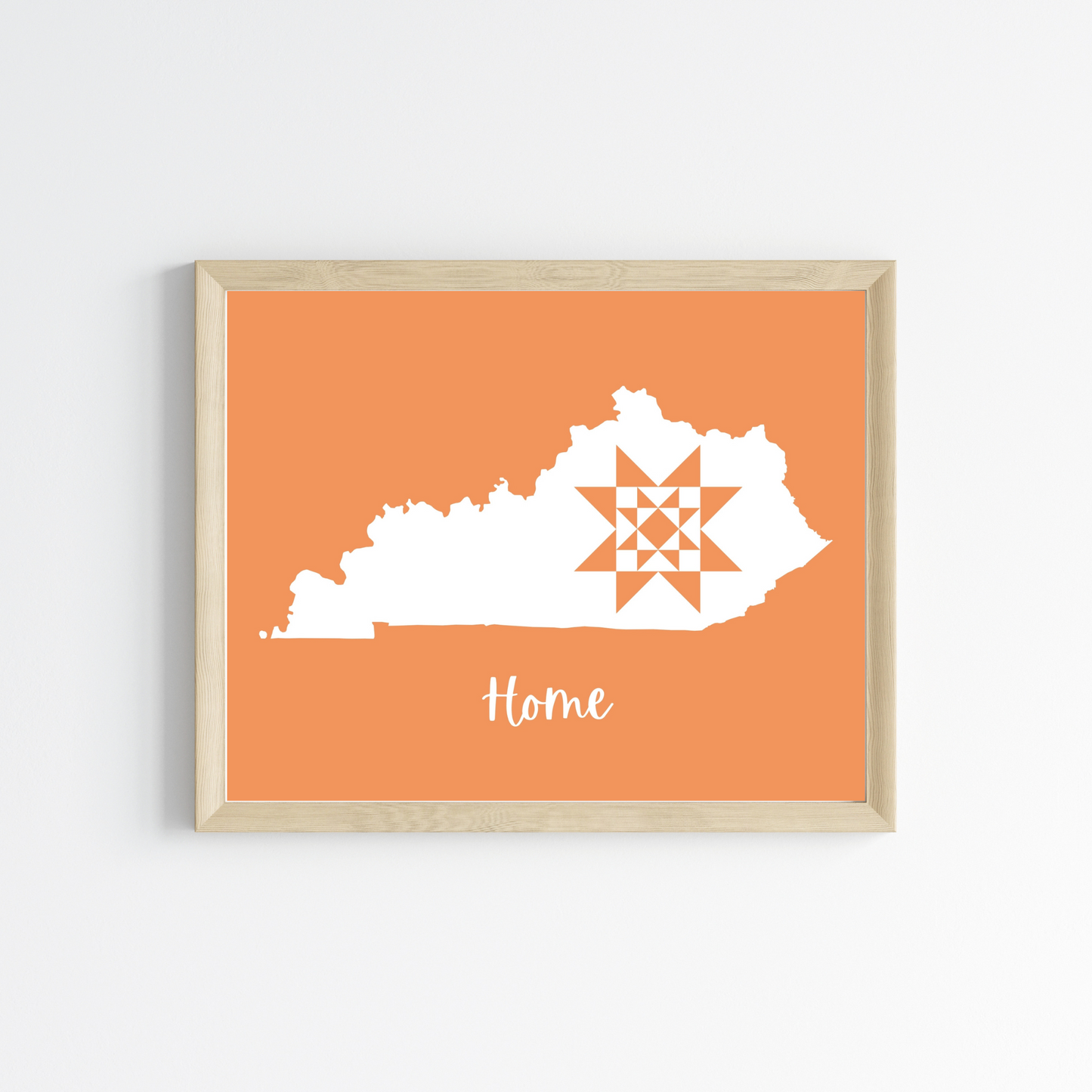 Kentucky Home Quilt Star 8x10 Wall Art Print - Choose Your Color