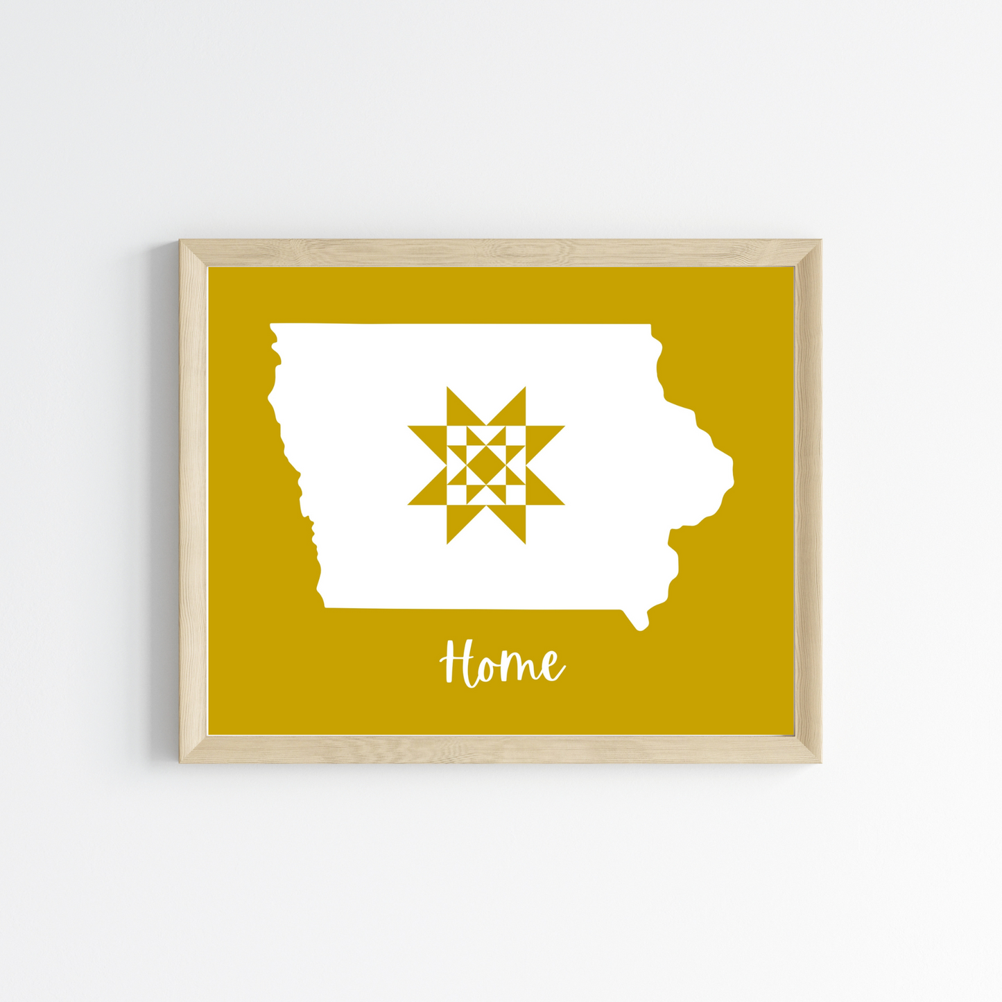 Iowa Home Quilt Star 8x10 Wall Art Print - Choose Your Color