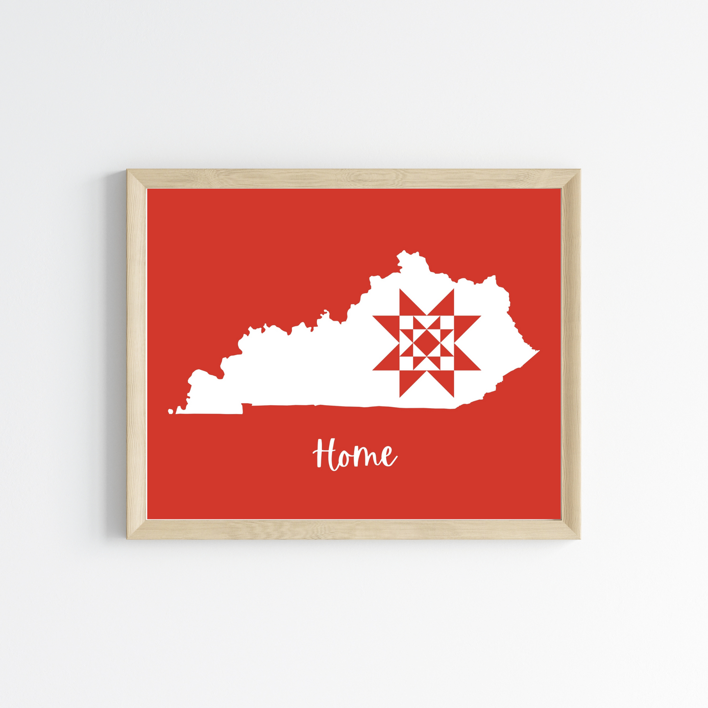 Kentucky Home Quilt Star 8x10 Wall Art Print - Choose Your Color