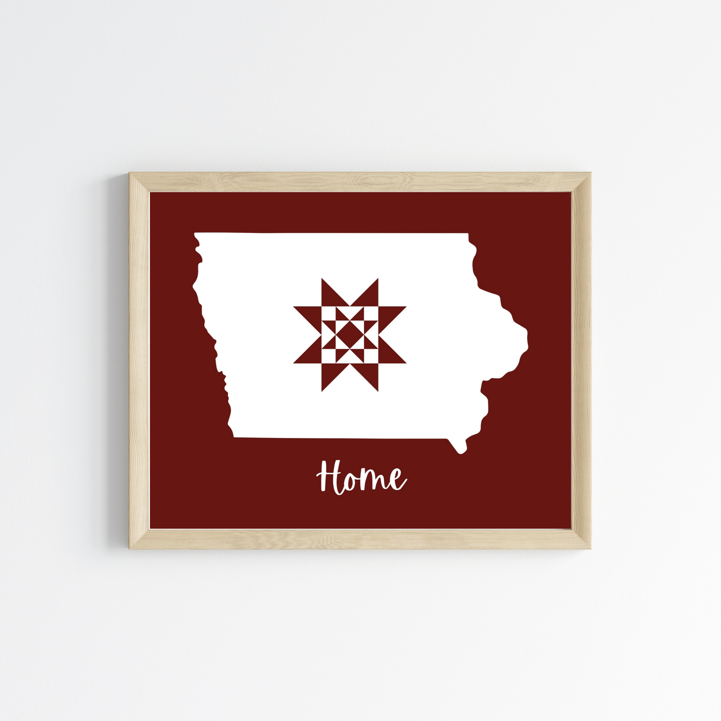 Iowa Home Quilt Star 8x10 Wall Art Print - Choose Your Color