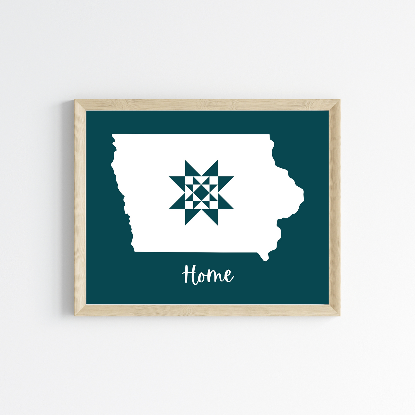 Iowa Home Quilt Star 8x10 Wall Art Print - Choose Your Color