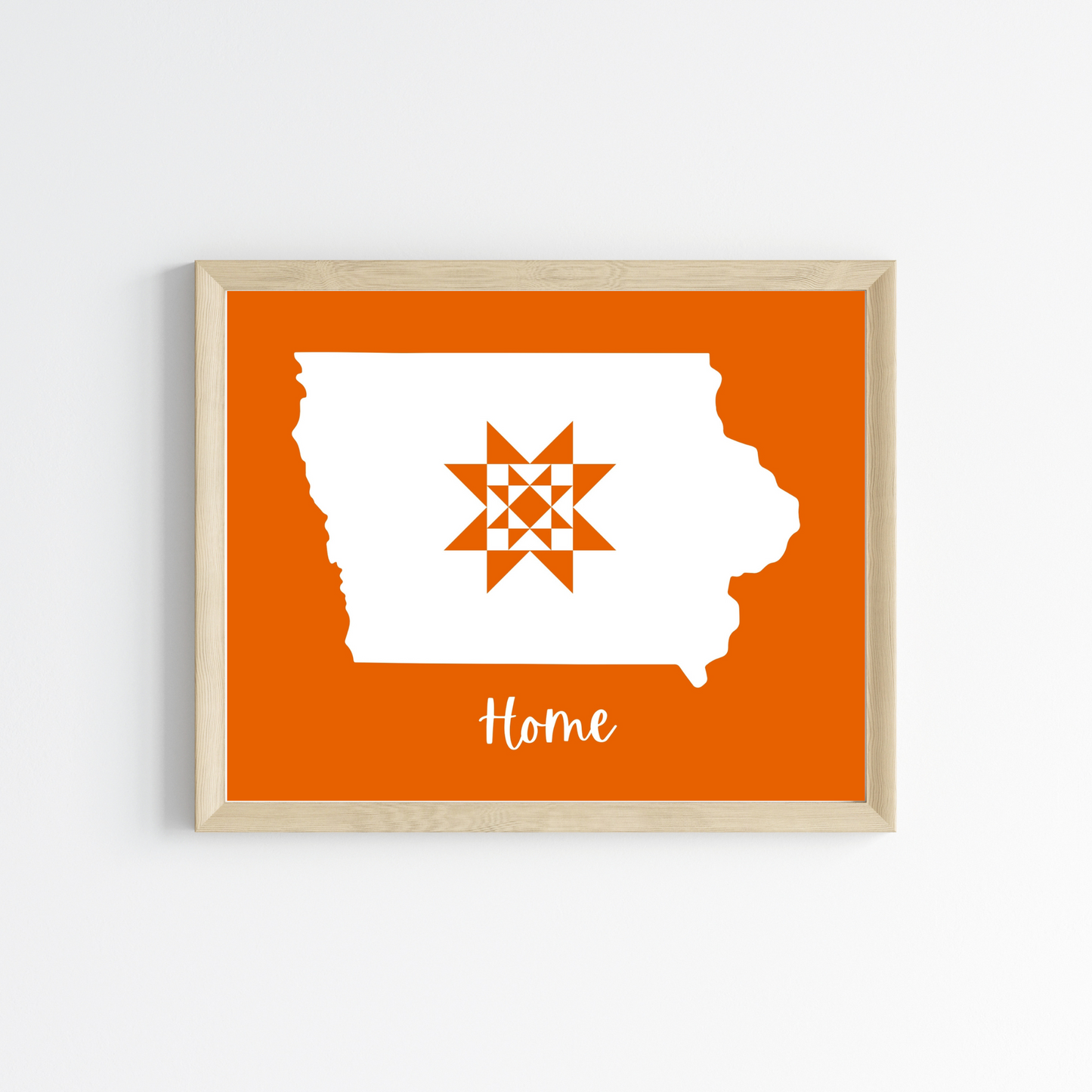 Iowa Home Quilt Star 8x10 Wall Art Print - Choose Your Color