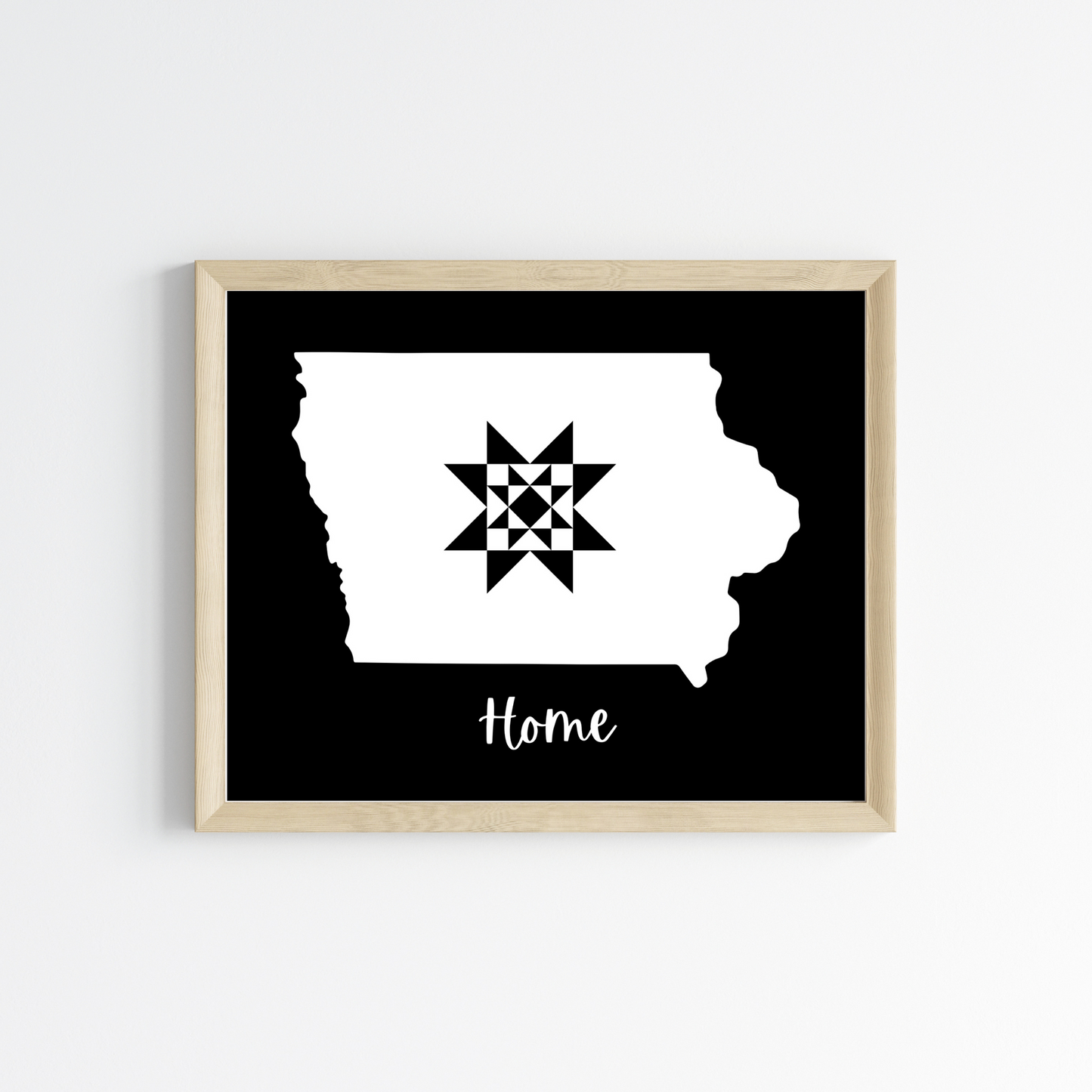 Iowa Home Quilt Star 8x10 Wall Art Print - Choose Your Color