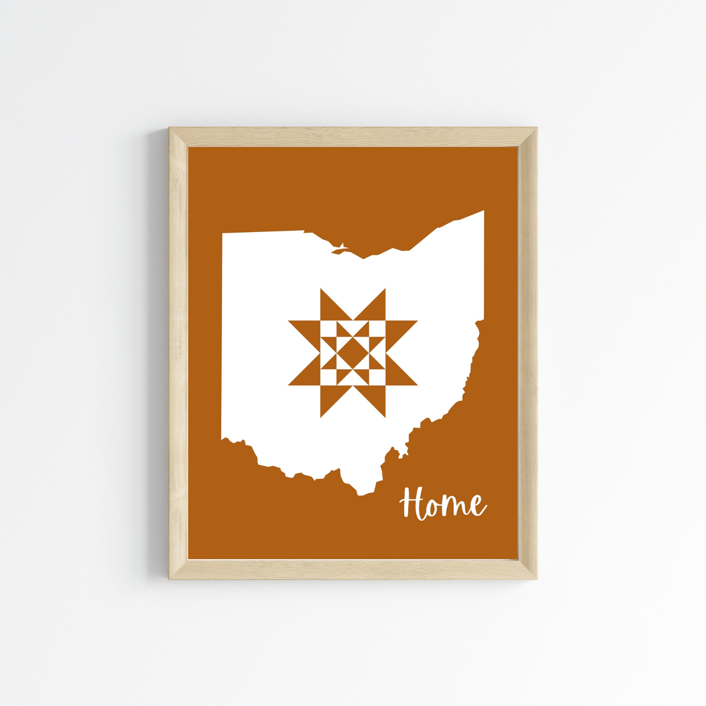 Ohio Home Quilt Star 8x10 Wall Art Print - Choose Your Color