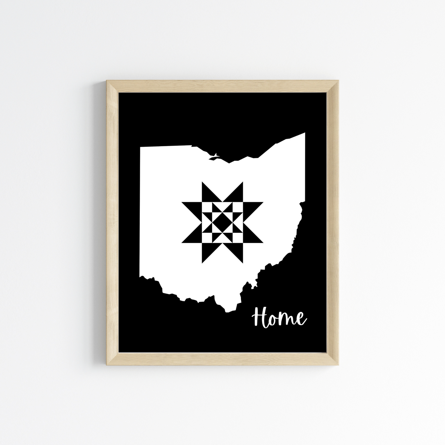 Ohio Home Quilt Star 8x10 Wall Art Print - Choose Your Color