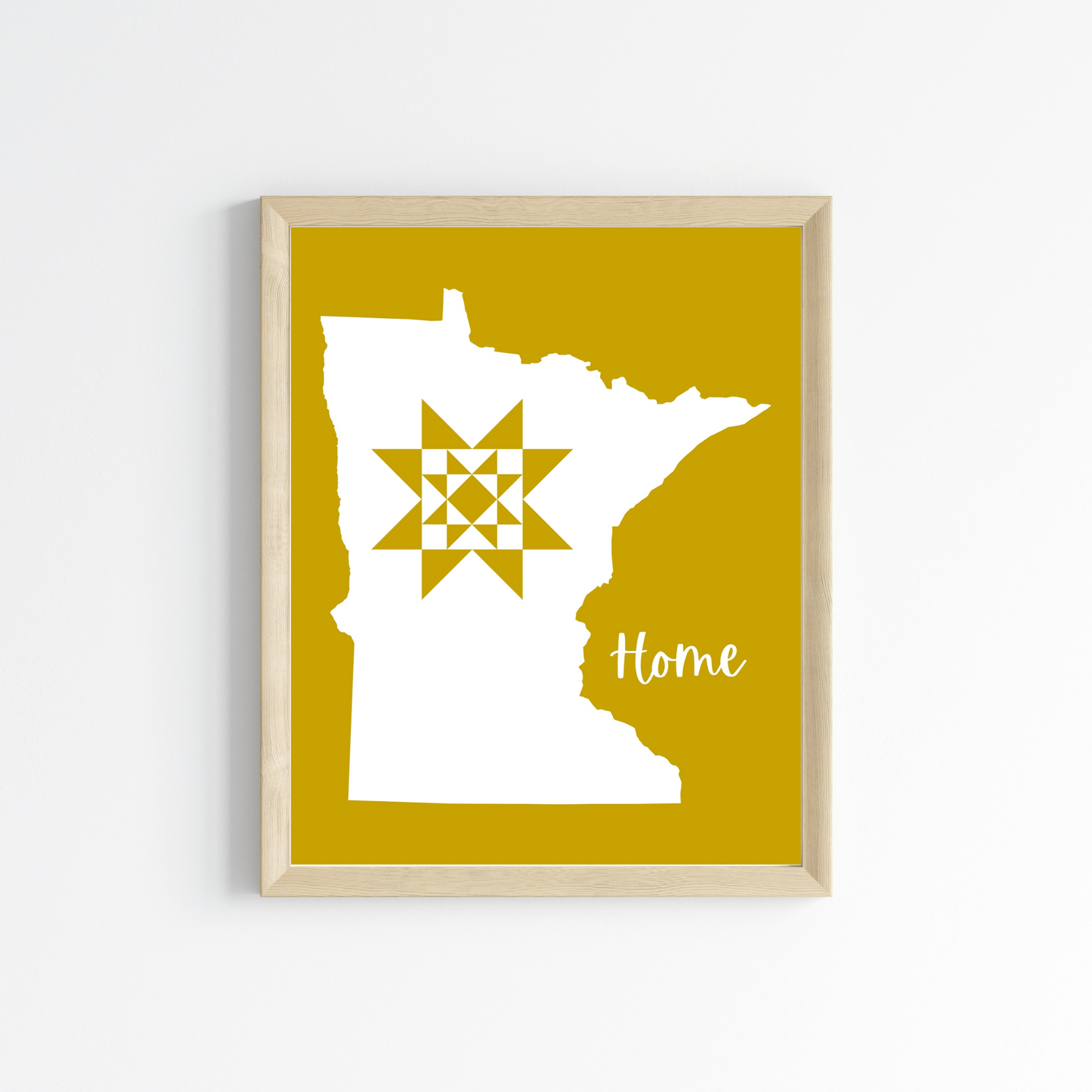 Minnesota Home Quilt Star 8x10 Wall Art Print - Choose Your Color