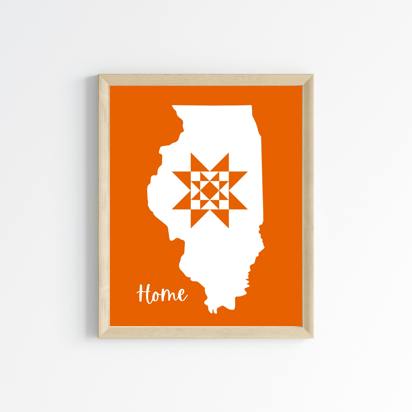 Illinois Home Quilt Star 8x10 Wall Art Print - Choose Your Color