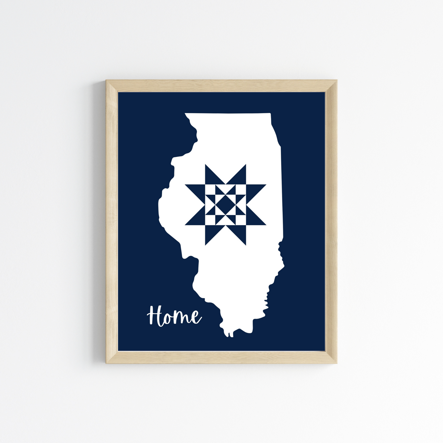 Illinois Home Quilt Star 8x10 Wall Art Print - Choose Your Color