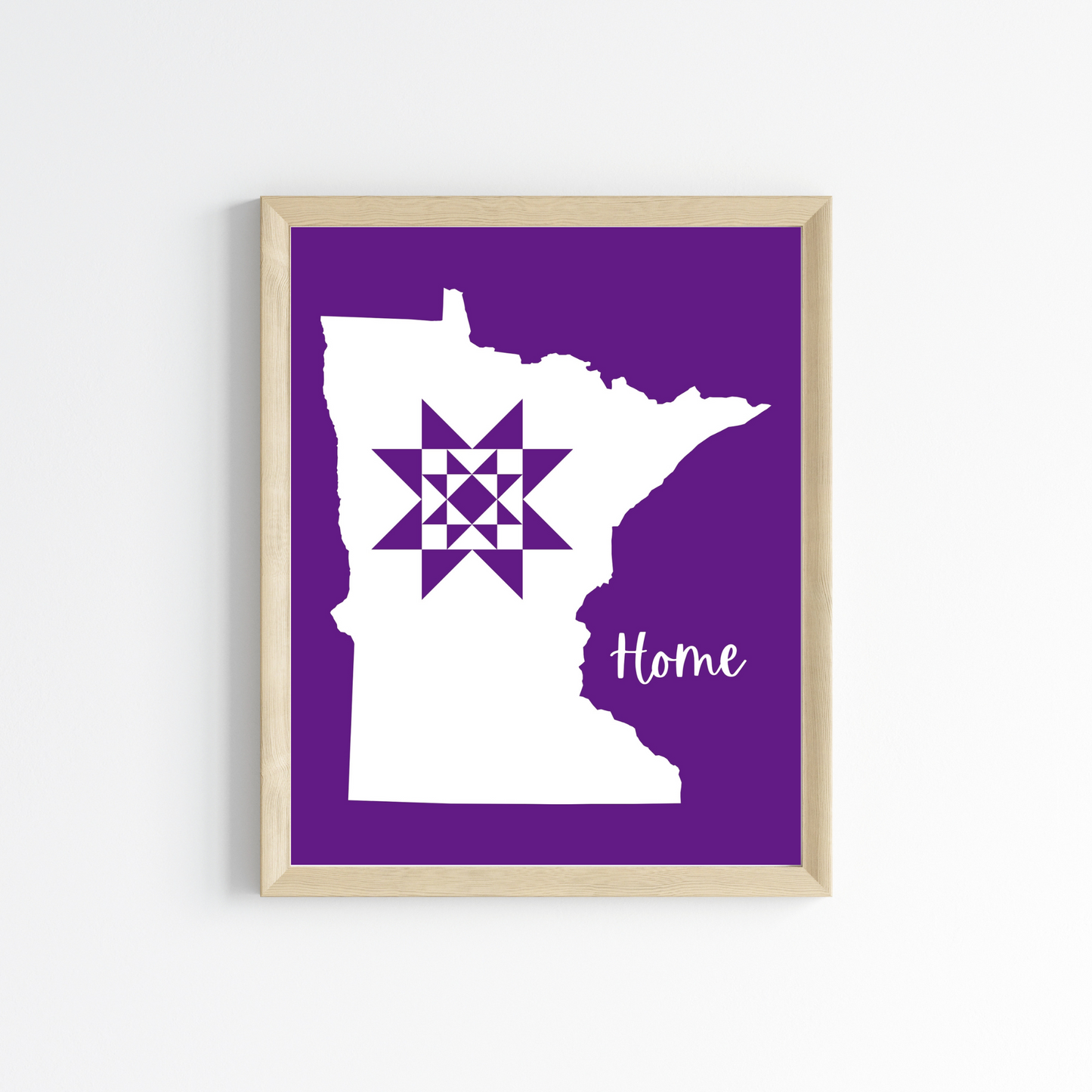 Minnesota Home Quilt Star 8x10 Wall Art Print - Choose Your Color