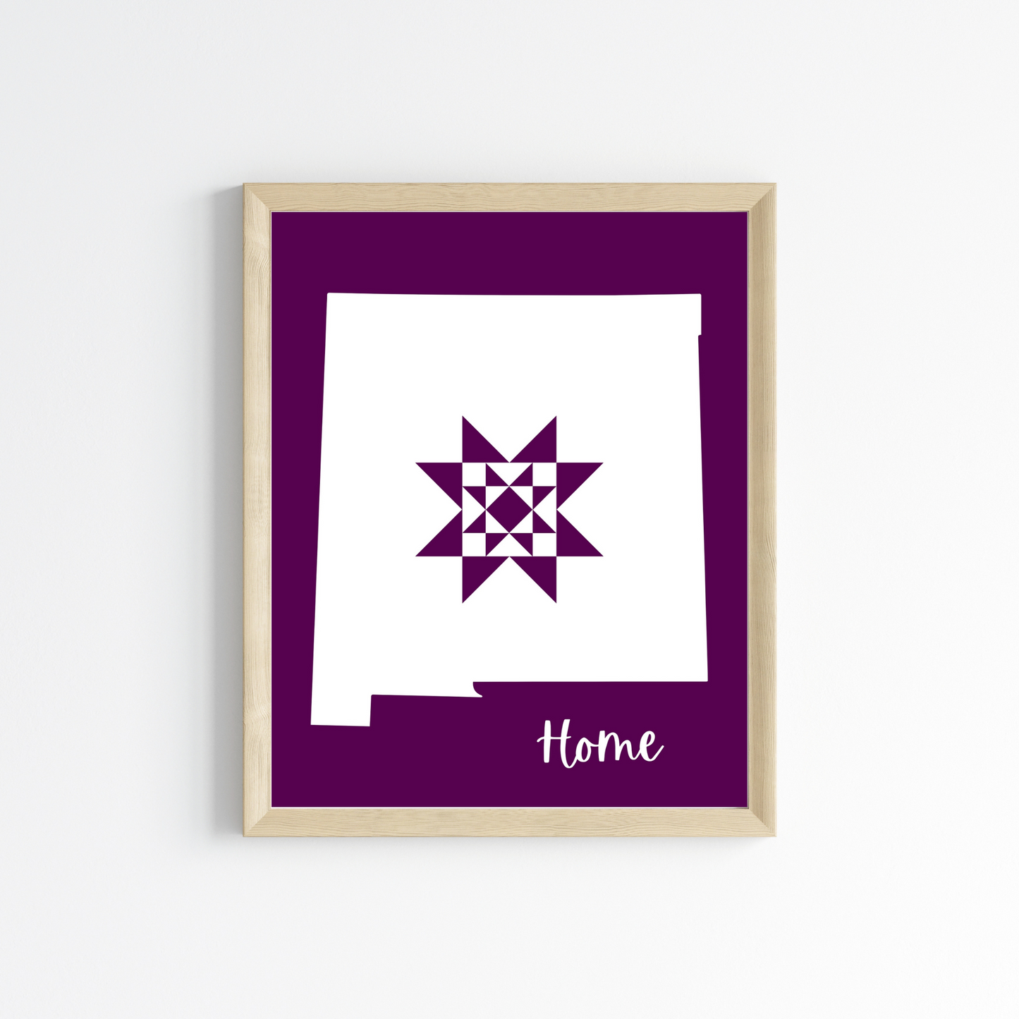 New Mexico Home Quilt Star 8x10 Wall Art Print - Choose Your Color