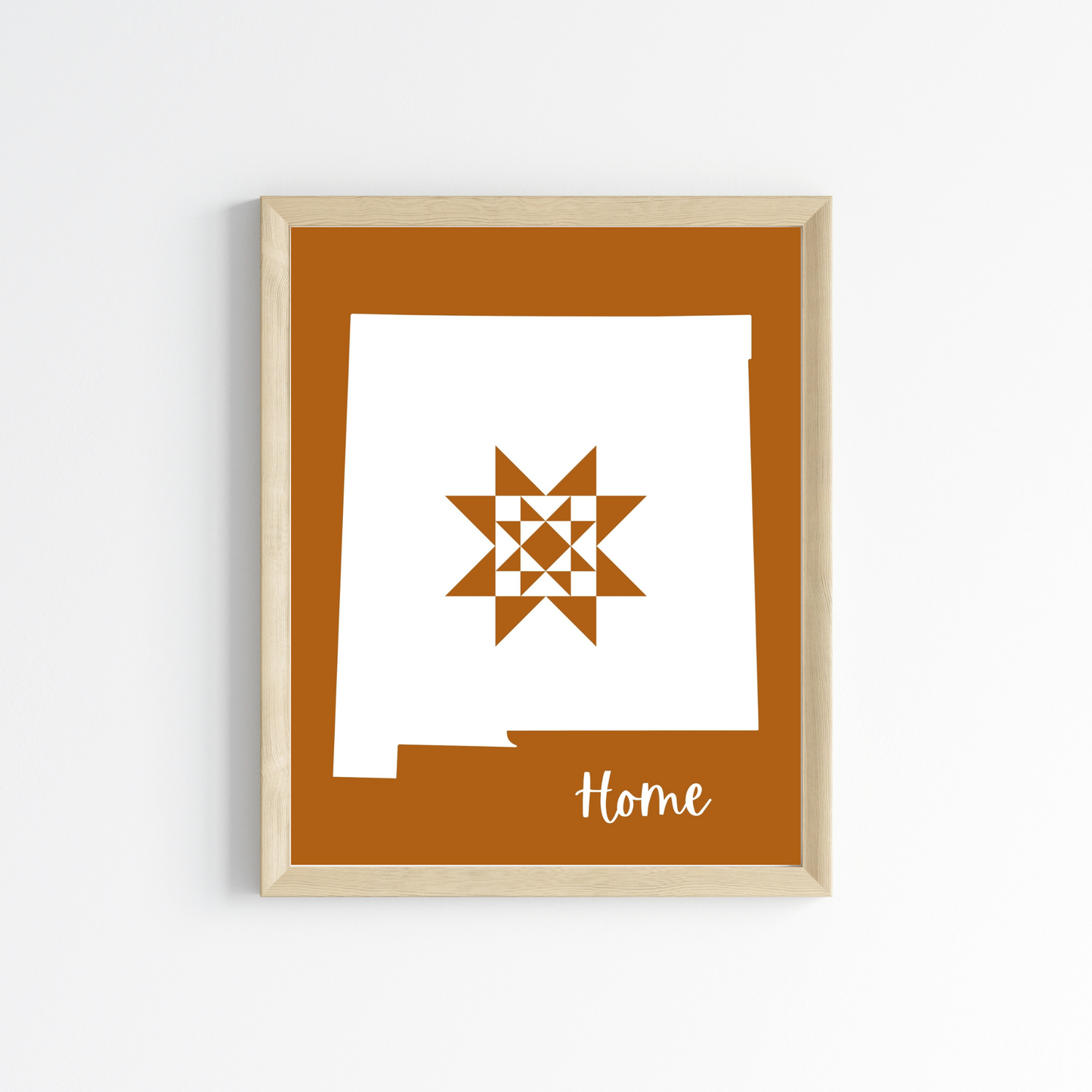 New Mexico Home Quilt Star 8x10 Wall Art Print - Choose Your Color