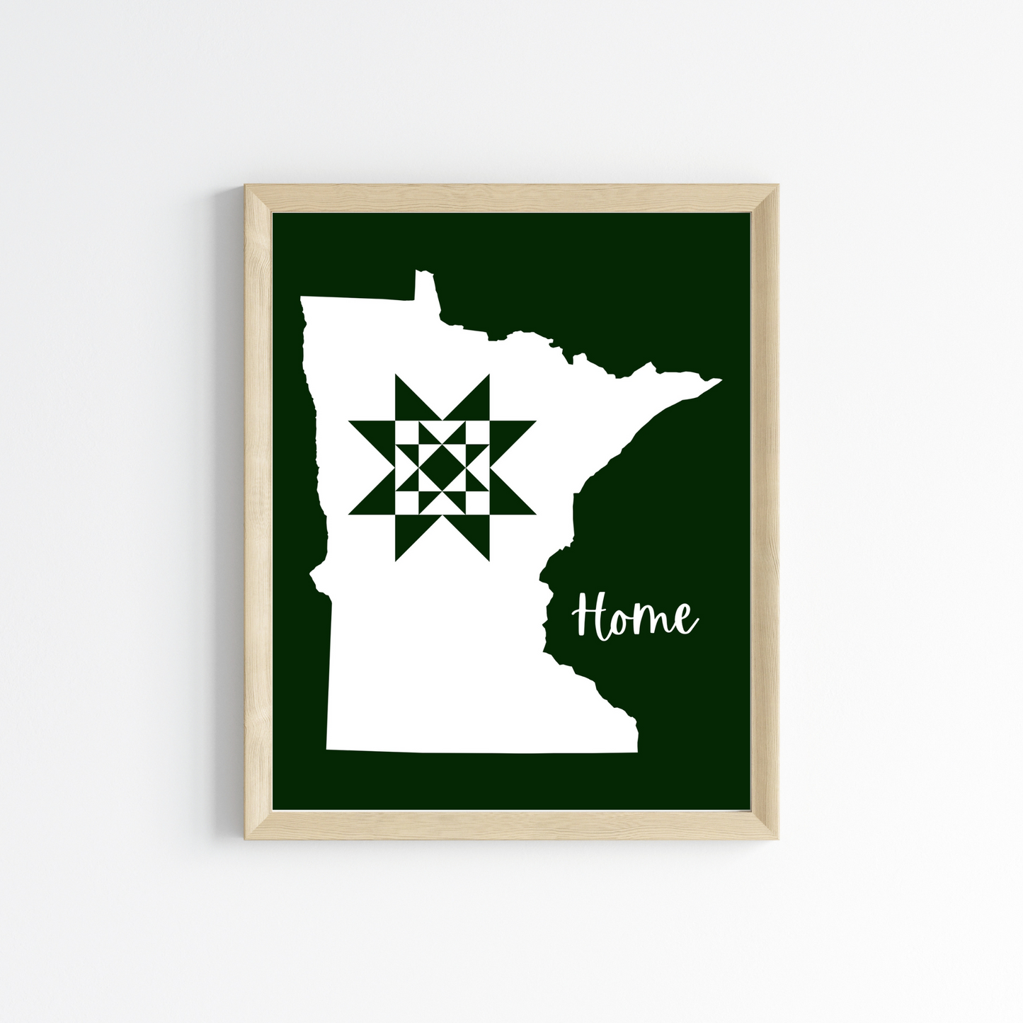 Minnesota Home Quilt Star 8x10 Wall Art Print - Choose Your Color