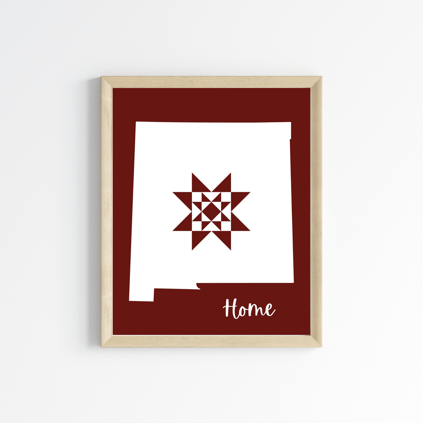 New Mexico Home Quilt Star 8x10 Wall Art Print - Choose Your Color