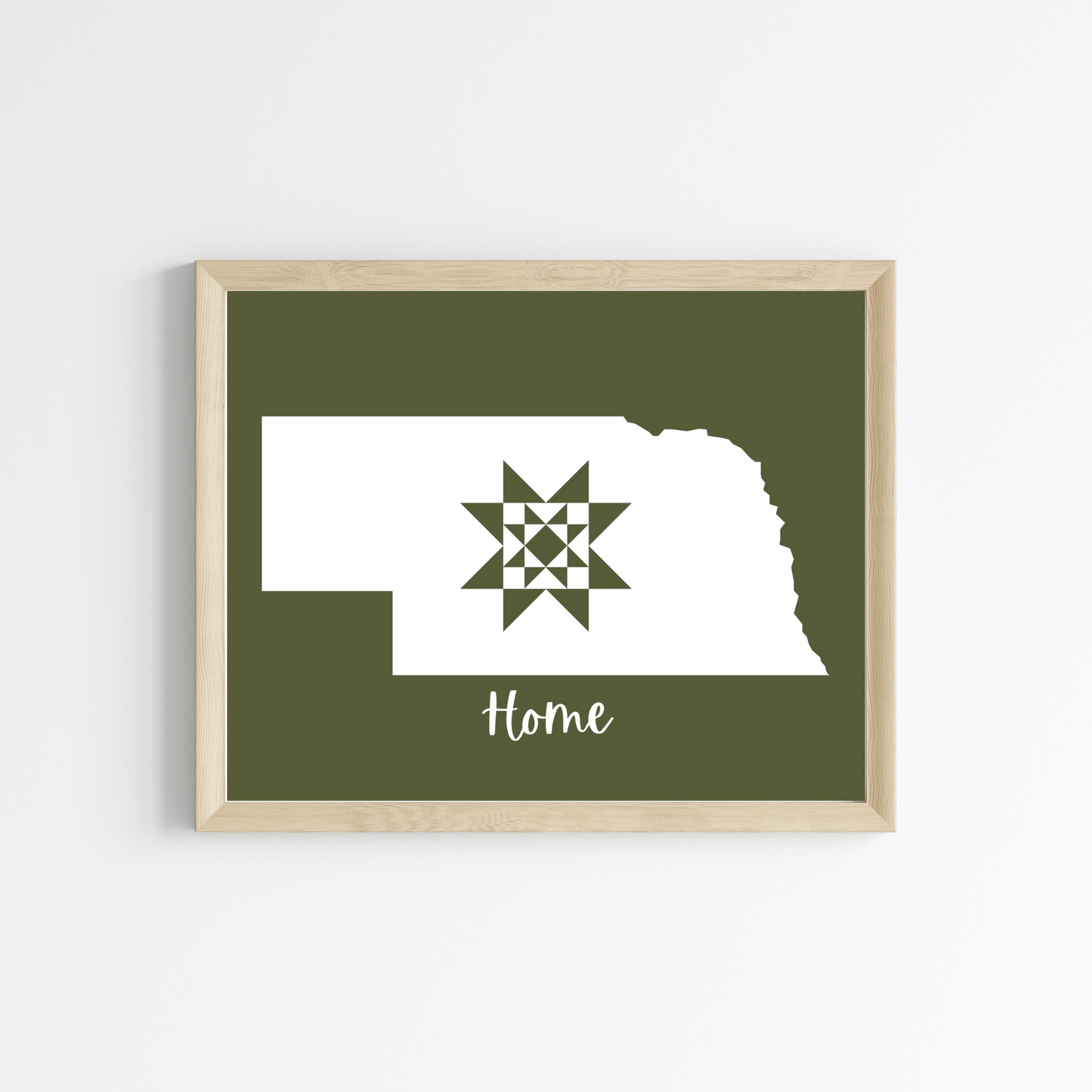 Nebraska Home Quilt Star 8x10 Wall Art Print - Choose Your Color