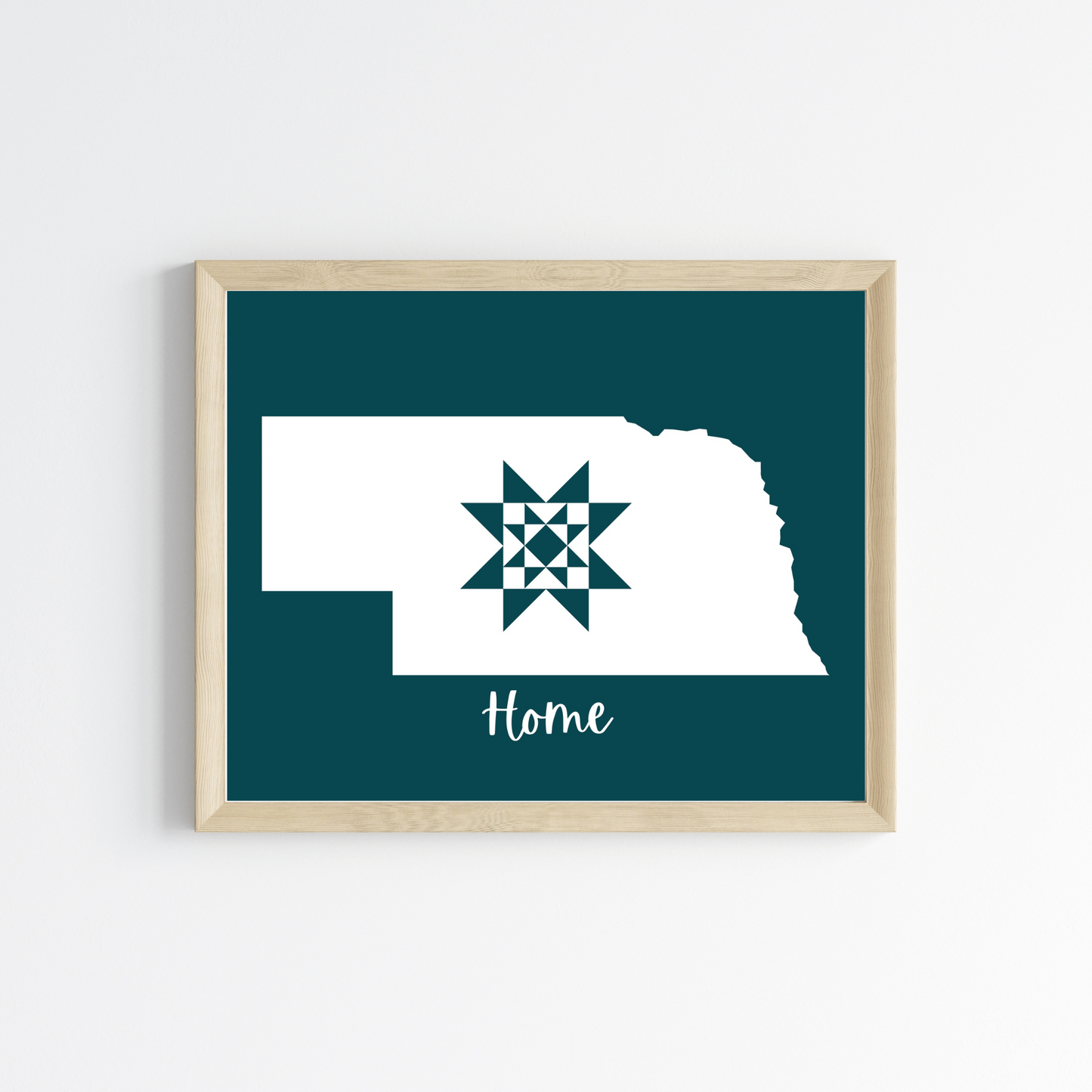 Nebraska Home Quilt Star 8x10 Wall Art Print - Choose Your Color