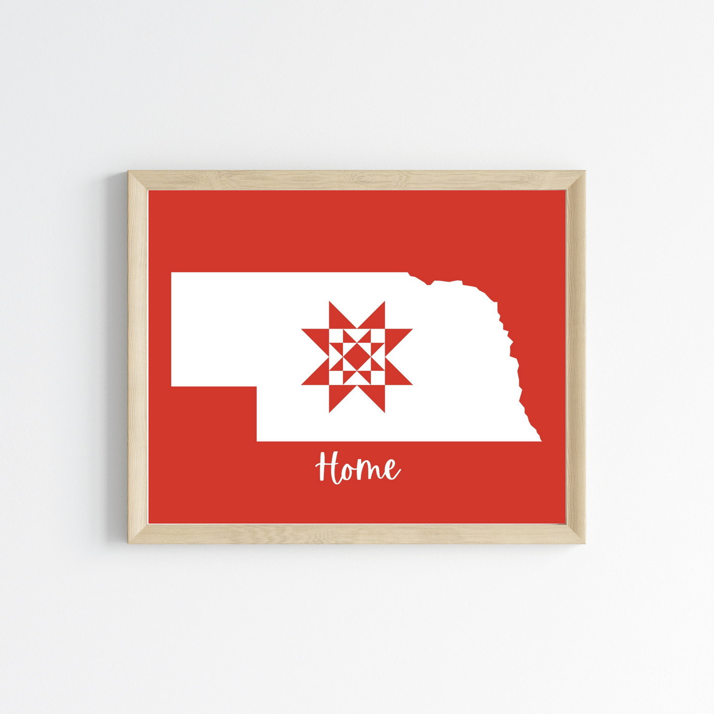 Nebraska Home Quilt Star 8x10 Wall Art Print - Choose Your Color