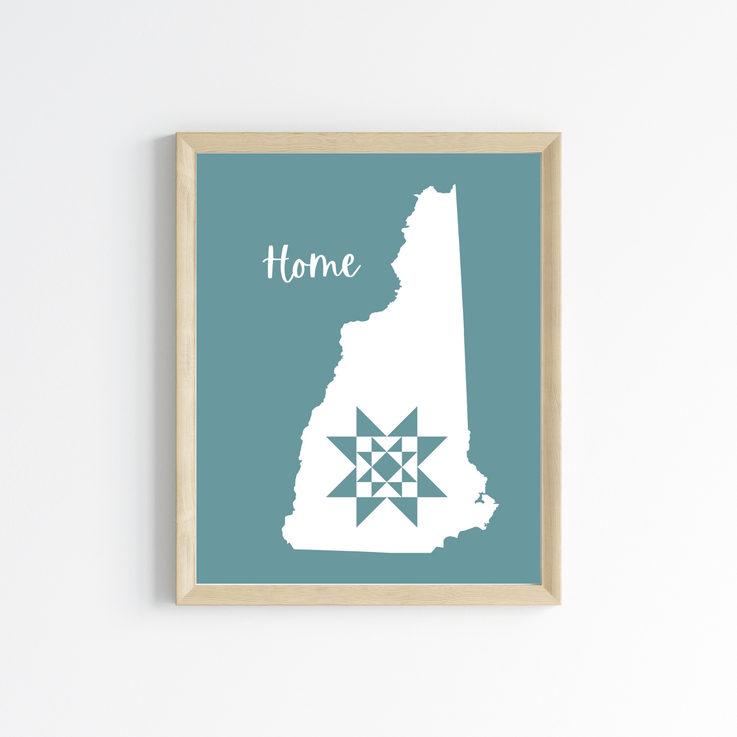 New Hampshire Home Quilt Star 8x10 Wall Art Print - Choose Your Color