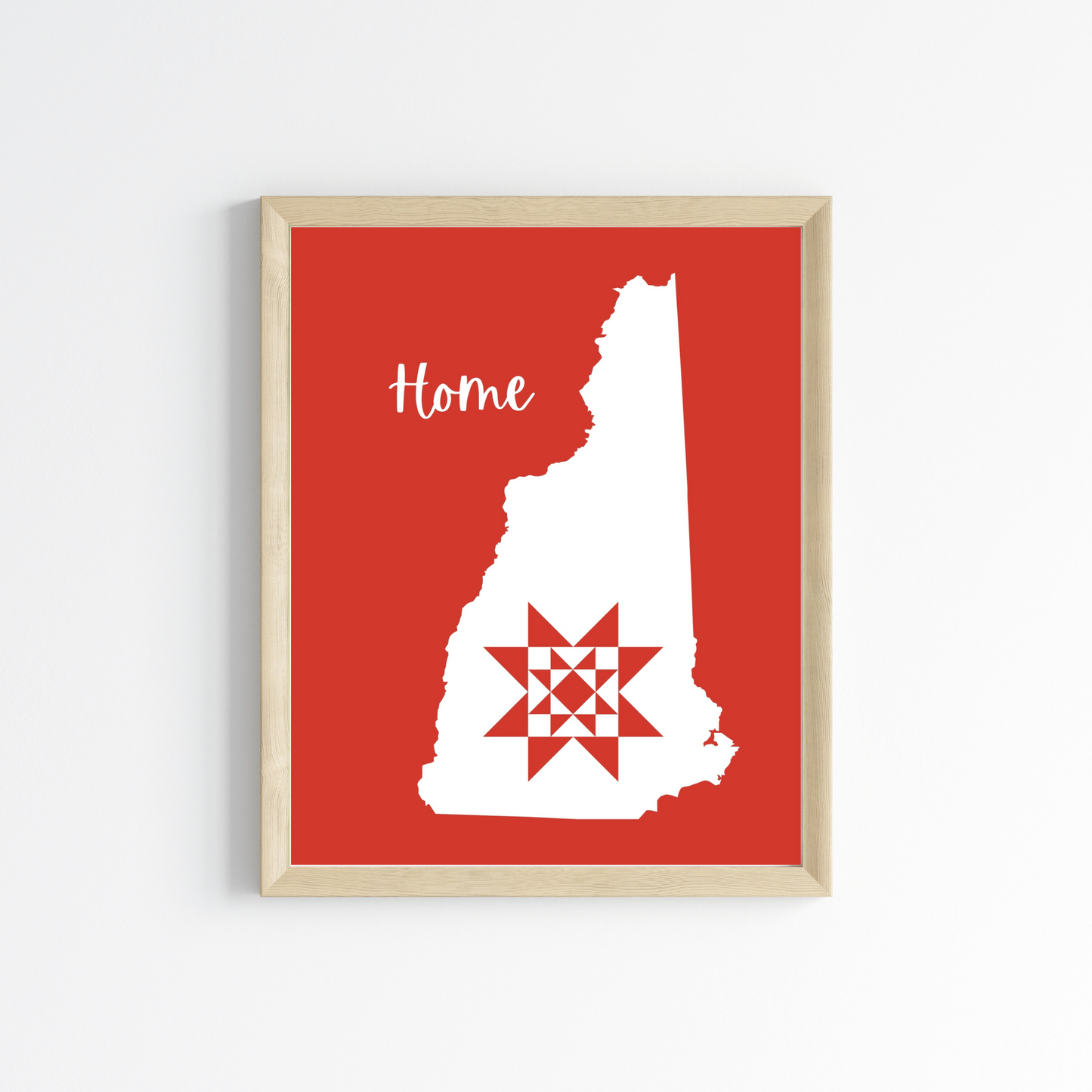 New Hampshire Home Quilt Star 8x10 Wall Art Print - Choose Your Color