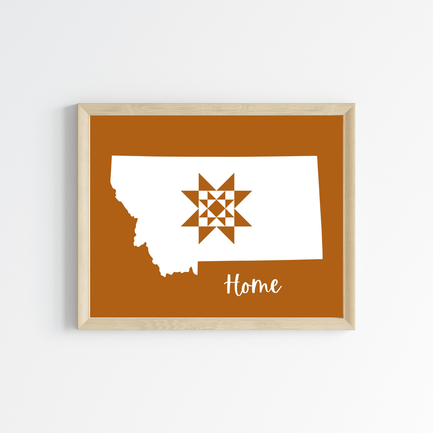 Montana Home Quilt Star 8x10 Wall Art Print - Choose Your Color