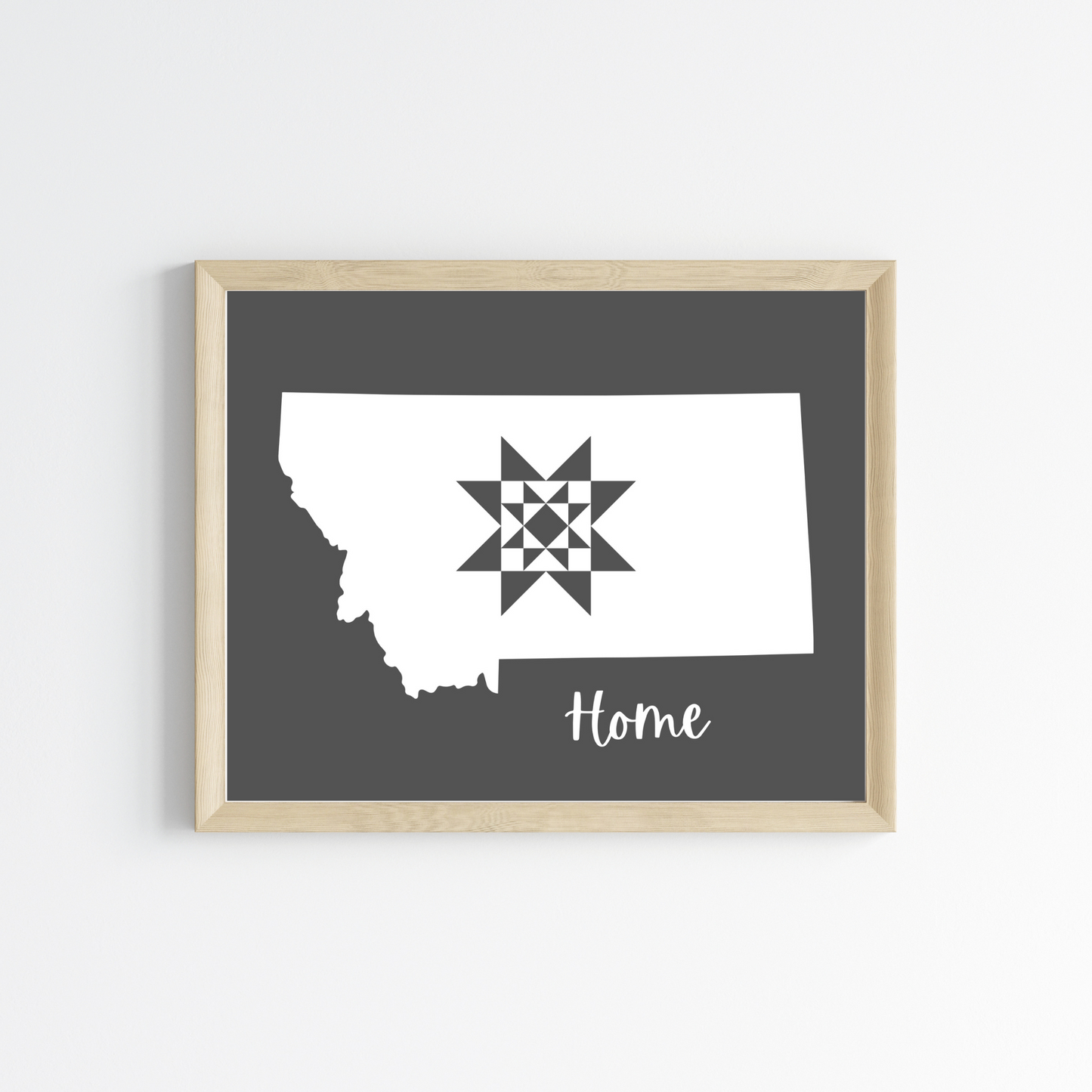 Montana Home Quilt Star 8x10 Wall Art Print - Choose Your Color