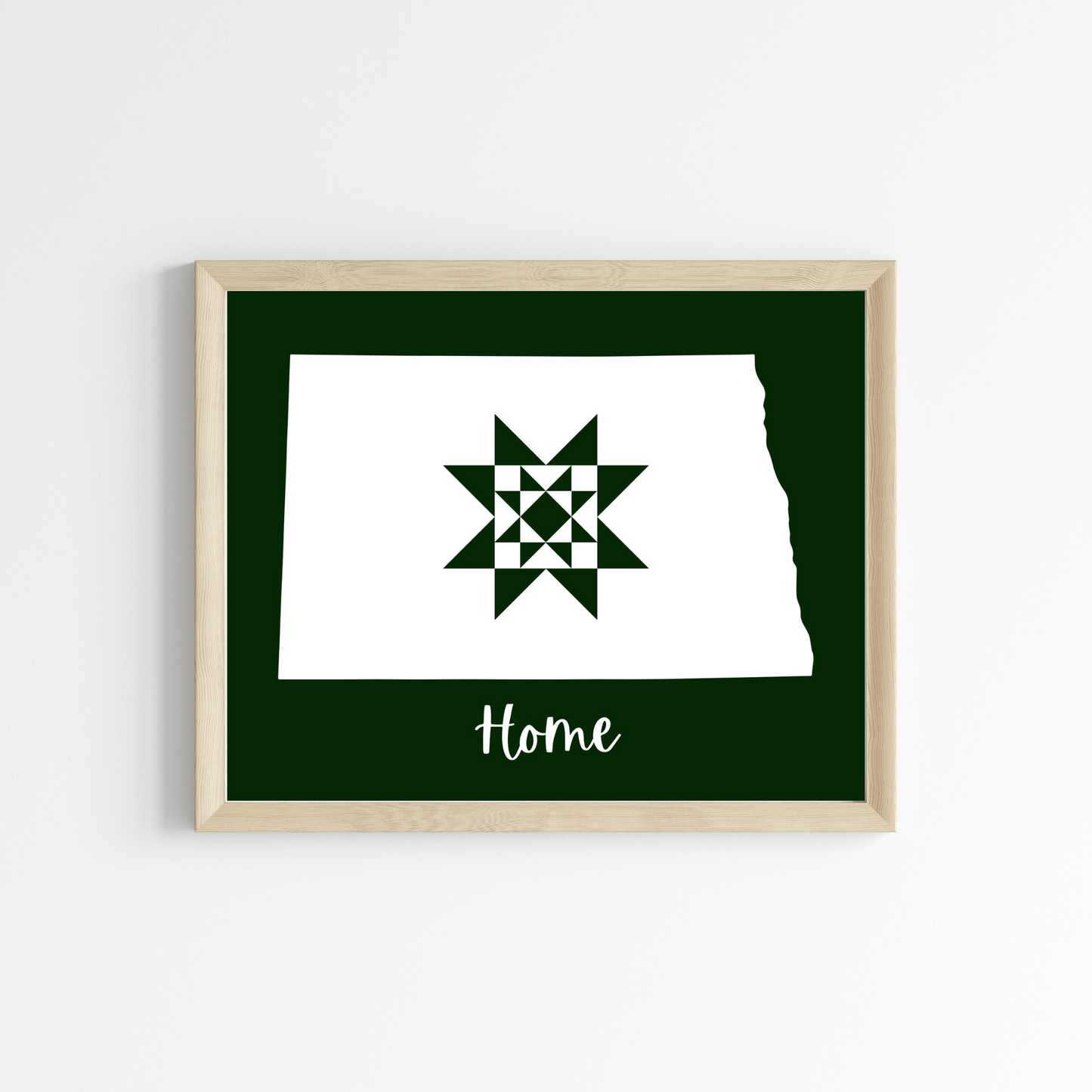 North Dakota Home Quilt Star 8x10 Wall Art Print - Choose Your Color