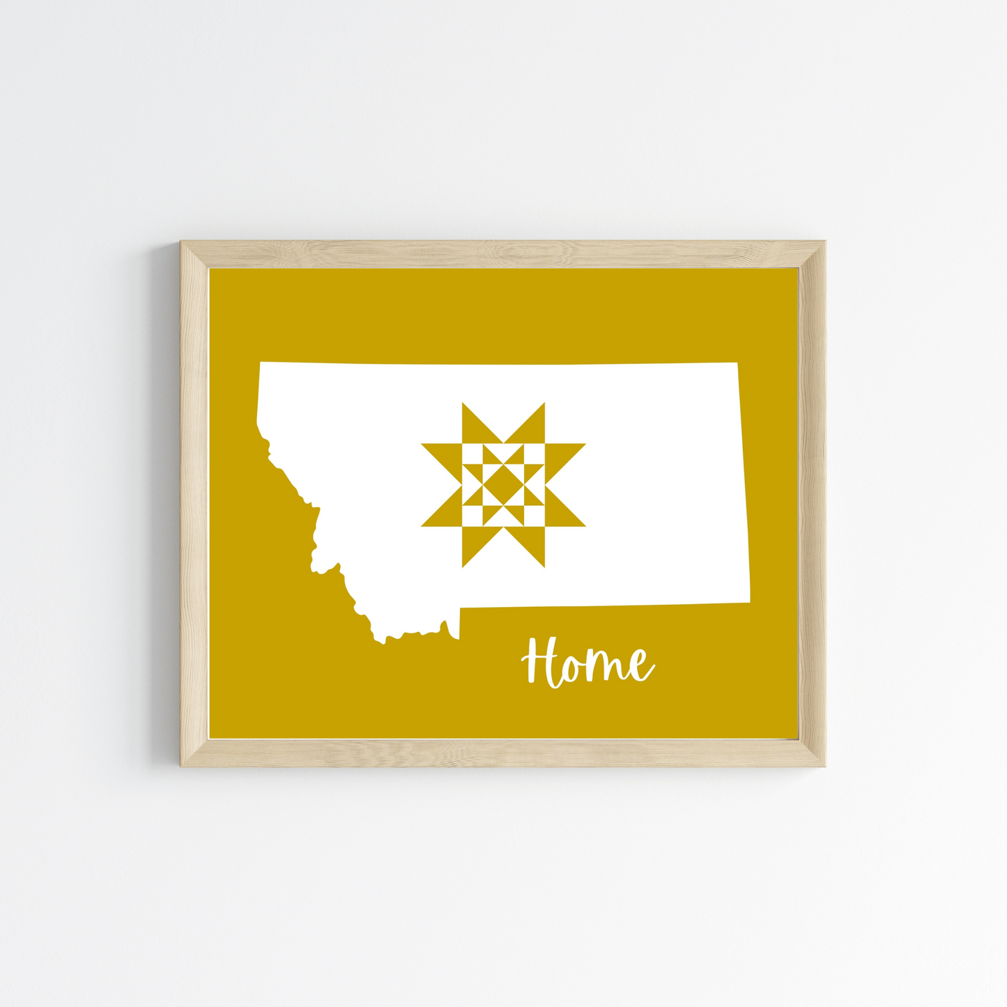 Montana Home Quilt Star 8x10 Wall Art Print - Choose Your Color