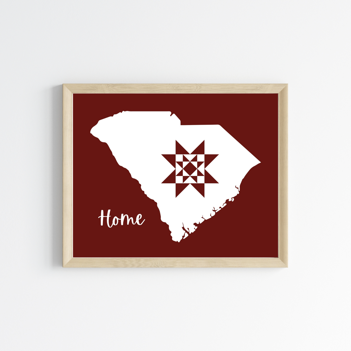 South Carolina Home Quilt Star 8x10 Wall Art Print - Choose Your Color